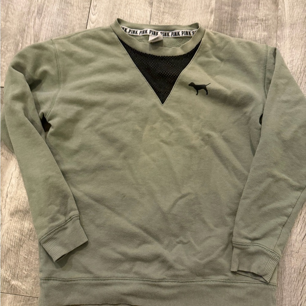 PINK Victoria's Secret Olive Green Sweatshirt - Picture 3 of 5